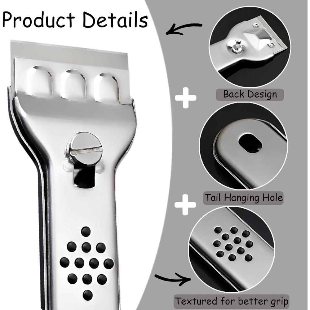 Scraper tool, multi-surface cleaning tool, suitable for stove tops, window glass, tile, and metal, used to remove paint and adhesive residue