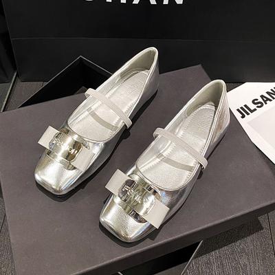 2024 Новые женские туфли на плоской подошве для девочек с круглым носком, повседневные кожаные туфли Мэри Джейн для девочек, модные лоферы с бантом