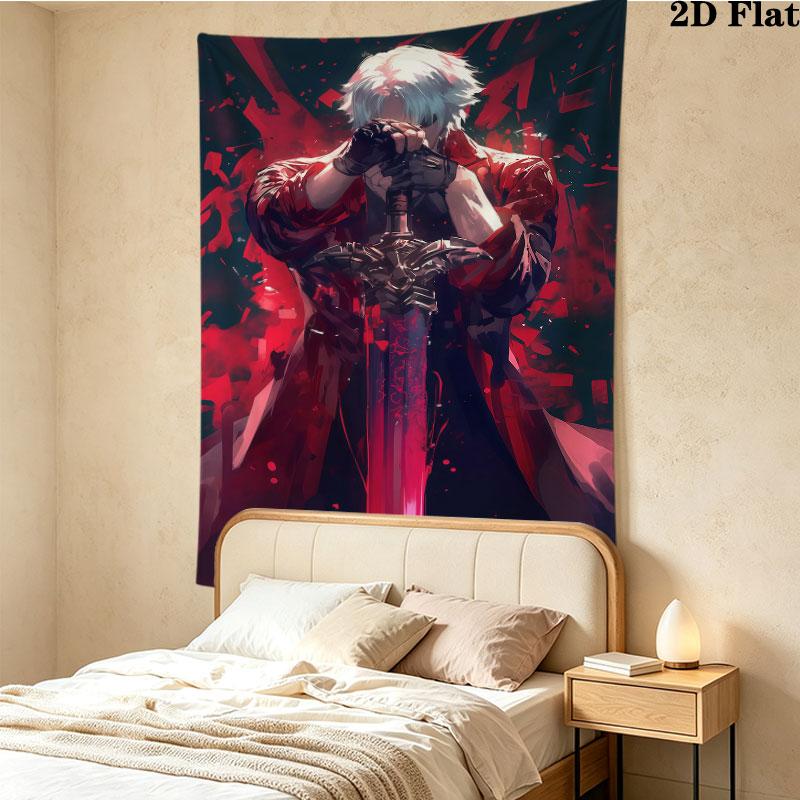 Devil May Cry Wall Tapestry Aesthetic Wall Hanging Printed Fabric Blanket Decorative Tapestries For Bedroom Living Room Home Decor