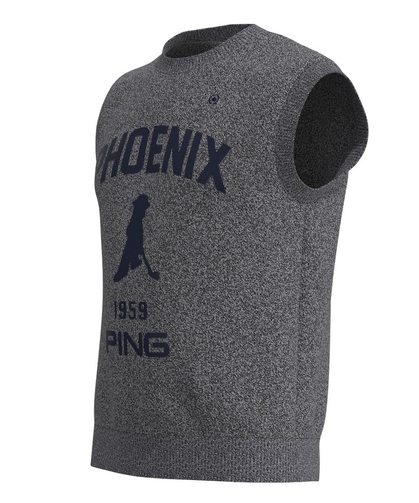 [Ping Apparel] Мужской легкий трикотажный жилет с круглым вырезом (Логотип PHOENIX x Mr.PING, увеличенный)  Golf 621-3274801 022Светлый верх Серый M