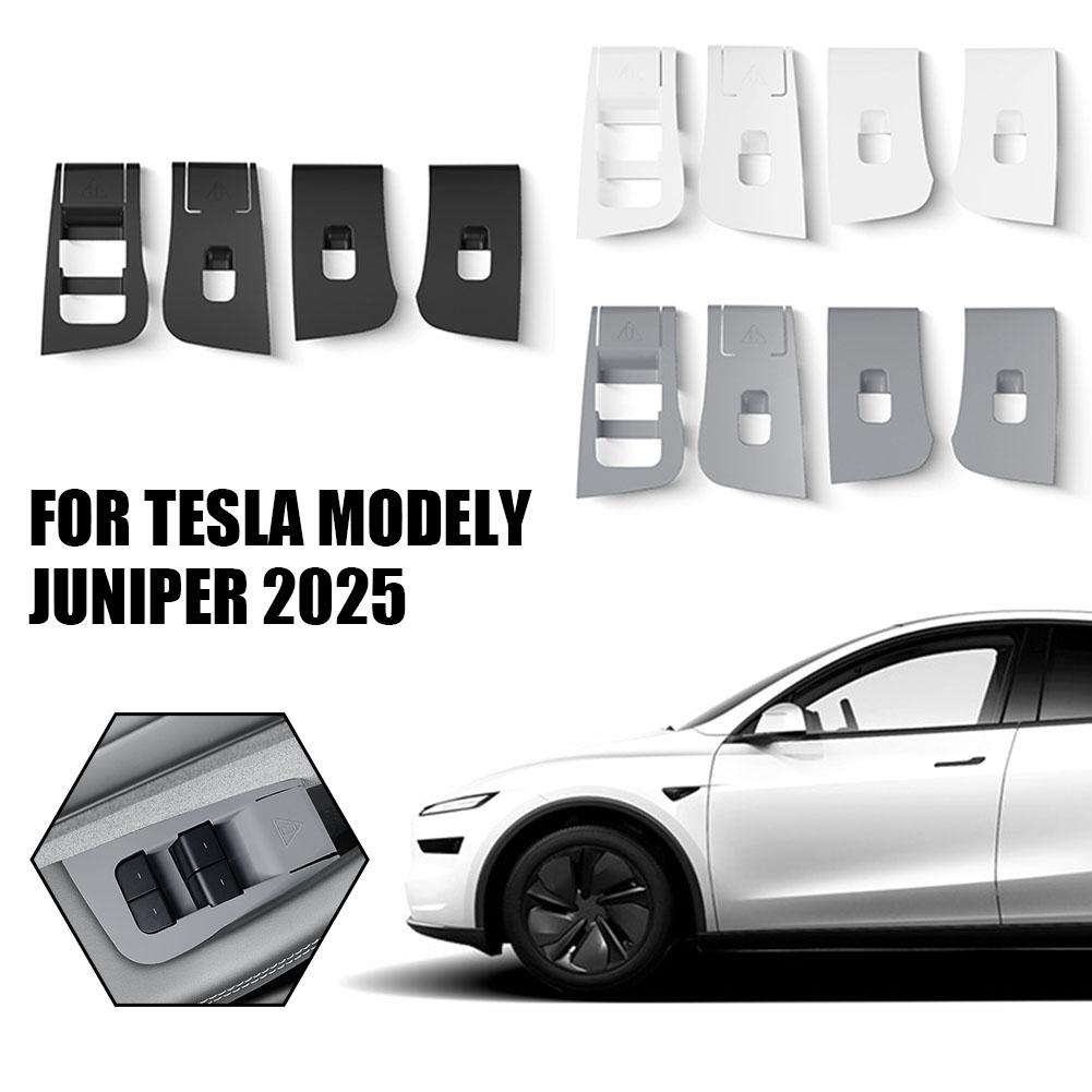 Кнопки переключателя стеклоподъемника для Tesla Model Y Juniper 2025 Аксессуары 4 шт. Силиконовая накладка на ручку открывания двери Наклейка для защиты автомобиля