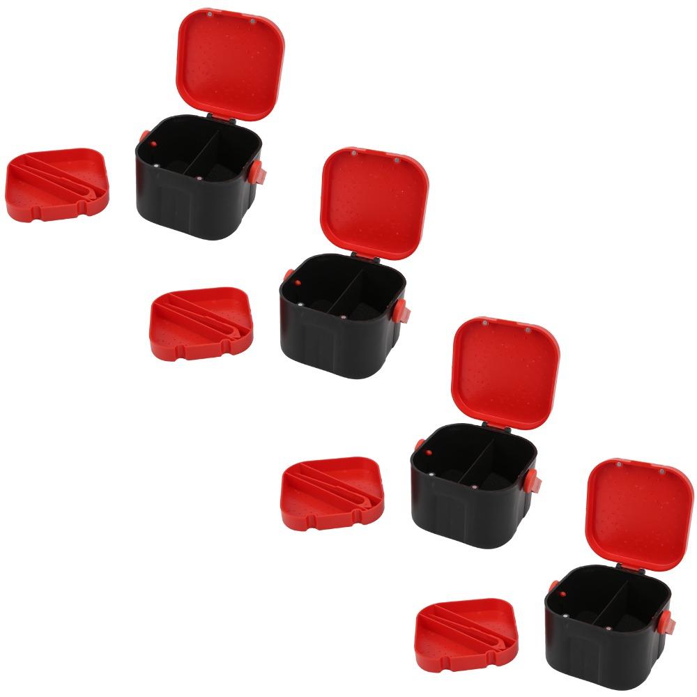 4PCS Plastic Worm Bait Holder with Clip Worm Storage Case Durable Fishing Bait Box for Lure Storage