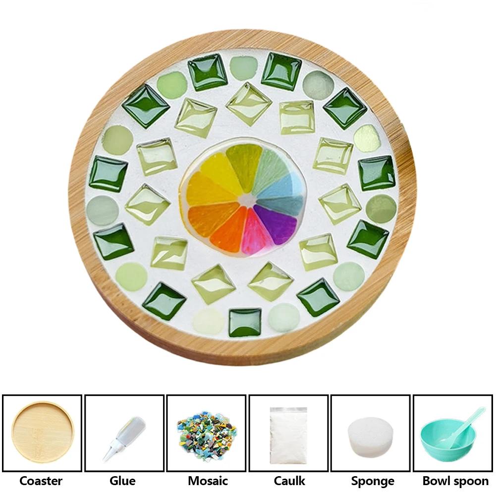 Heat-resistant Cup Mat Fruit/Animals Mosaic Coasters Handmade DIY Bamboo Mica Pad Creation Handicraft