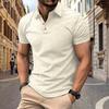 Summer Polo Shirt T-Shirt Solid Colour Men's Button-Front Jacquard Short-Sleeved Top Men's T-Shirt