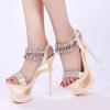 Fashion Summer New Sandals Fashion Season Tide Platform Super High Heels 15cm High Nightclub Sexy Rhinestone Stiletto Slippers