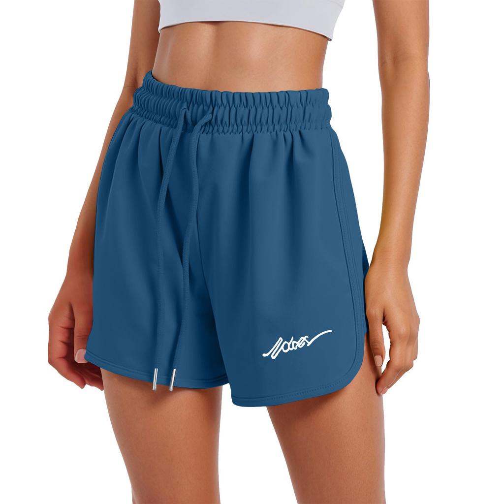 Женские спортивные шорты, повседневные свободные однотонные шорты с эластичной резинкой на талии