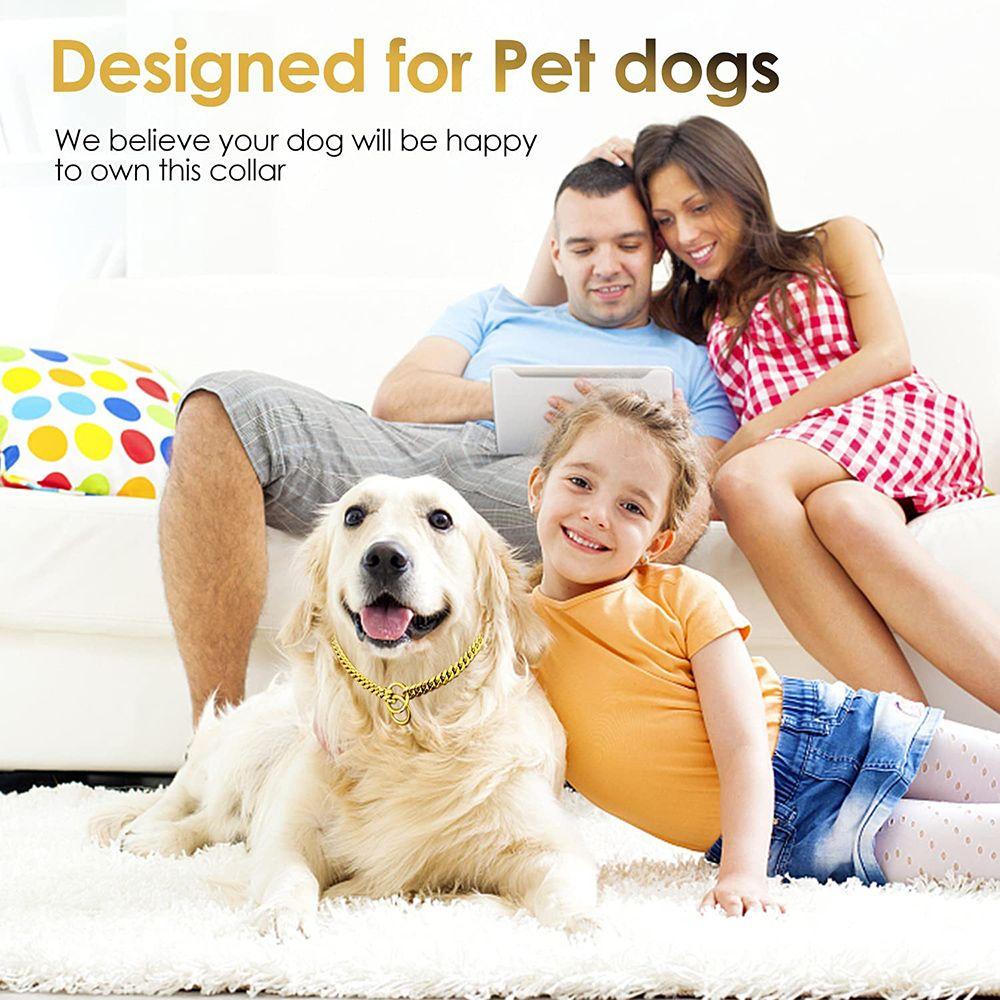 Stout Metallic Stainless Steel Collar Pet Dog Necklace Dog Collar Golden Chain Cuban Chain