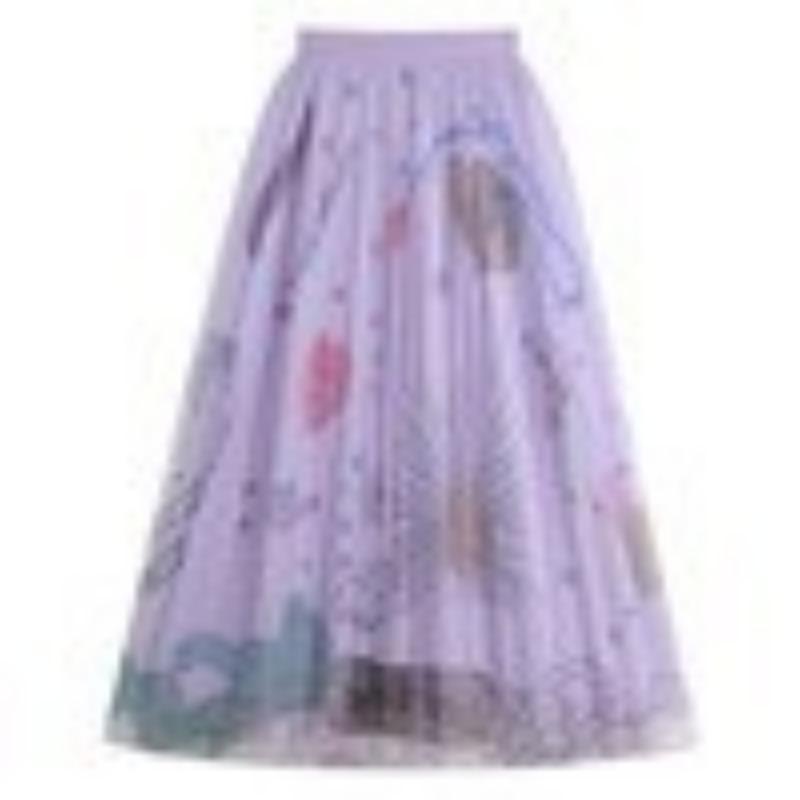 DX~~ Новая плиссированная сетчатая юбка с принтом граффити, женская весенняя новая тонкая газовая юбка миди с высокой талией