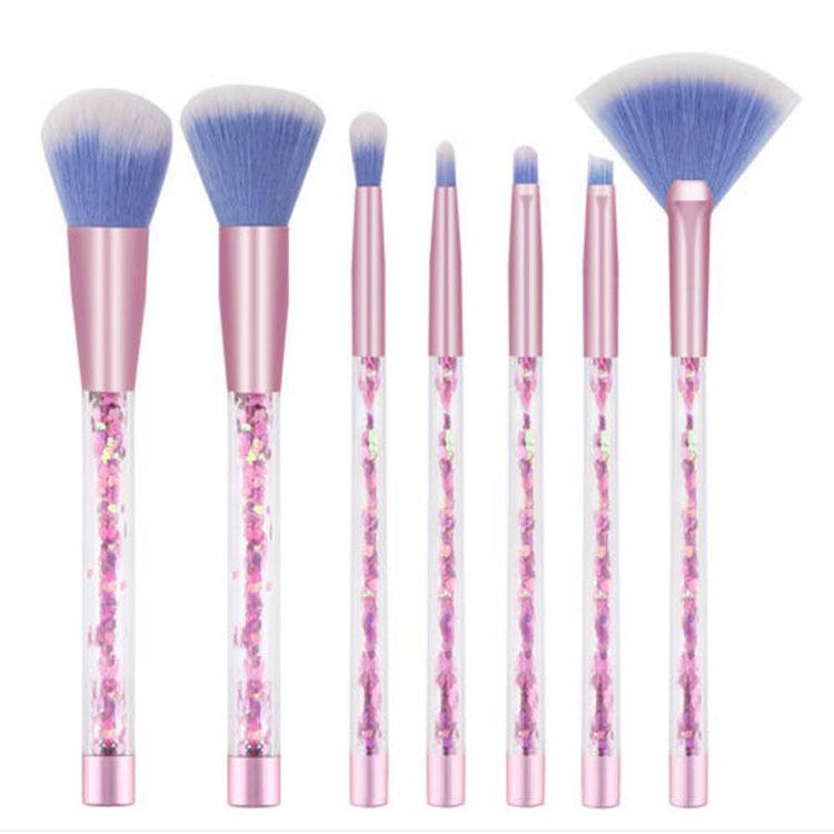 Набор кистей для макияжа с прозрачной ручкой, 7 наборов кистей, веерообразные кисти для макияжа, полный набор кистей для глаз, косметические инструменты