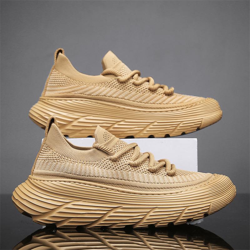 2024 Мужская европейская весенняя повседневная спортивная обувь - дышащие кроссовки без застежек на толстой подошве