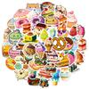 50 Cat Donut Food Stickers Children's Graffiti Toys Burgers Food Dessert Stickers Outside