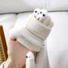 Милые шерстяные перчатки без пальцев с мультяшным принтом для осени и зимы - теплые, универсальные, морозостойкие вязаные перчатки для студентов