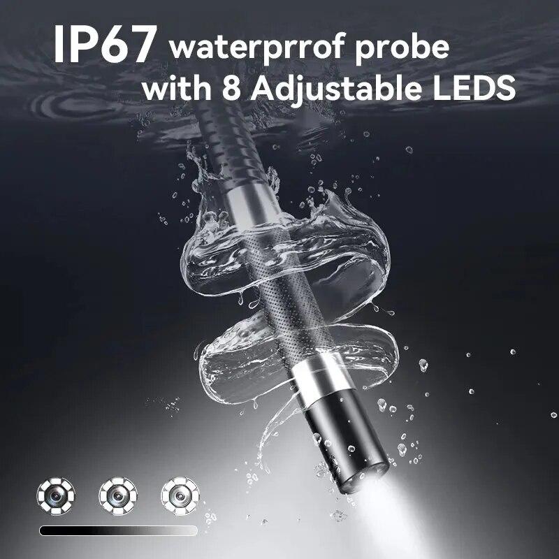 Двусторонний ротационный эндоскоп с шарнирным промышленным эндоскопом 8,5 мм, змеиная камера для осмотра автомобилей с 8 светодиодами для IOS Android