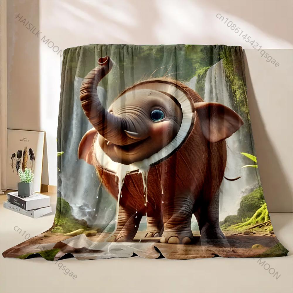 Italian Abstract Coconut Elephant Blanket Warm Soft Fluffy Kids Adult Luxury Gifts for Sofa Bed Home Outdoor Travel Camping