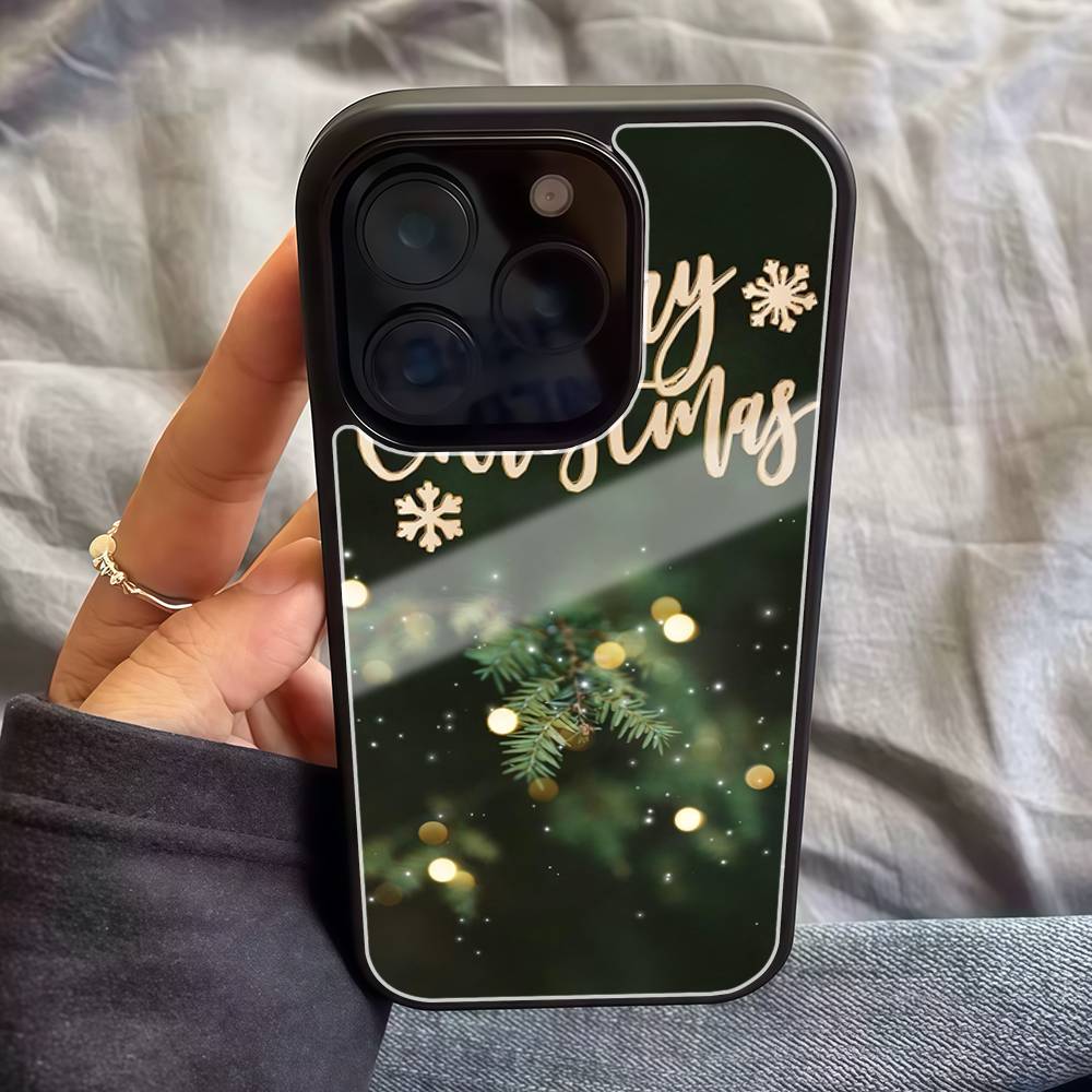 Модный Чехол для Телефона с Рисунком Елки в Стиле Ins Для IPhone17 16 15 14 13 12 11 Pro Max Глянцевая Жесткая PC Крышка HD