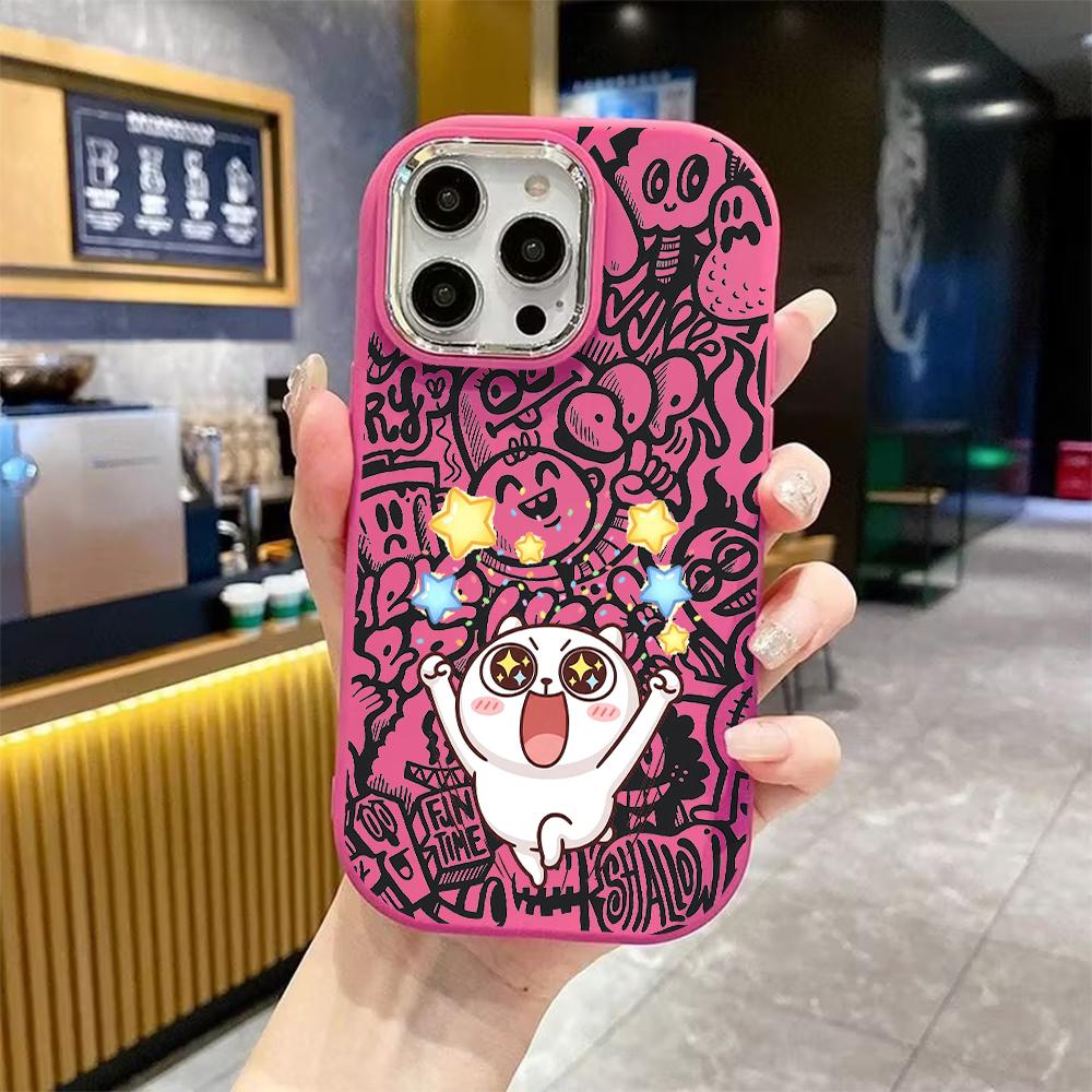 Phone Case: 2D flat design suitable for iPhone 18 17 16 15 14 13 Pro protective case, couple style, cartoon kittens, Christmas and Halloween gifts