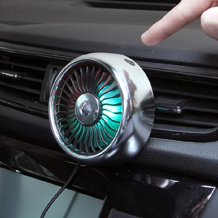 Автомобильный вентилятор 360° Вращающийся USB Выход воздуха Освещение Светодиодный Трехскоростной Мини-вентилятор Прибор