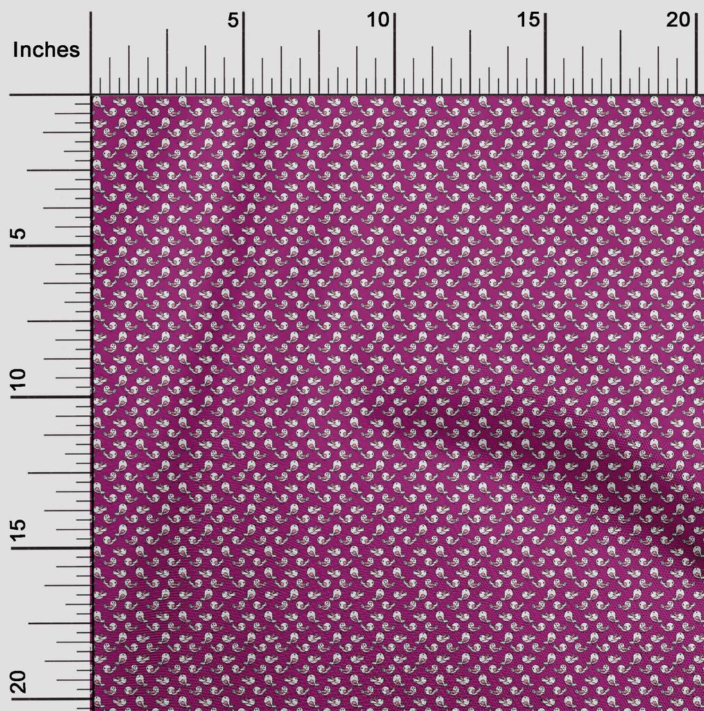 oneOone Cotton Flex Dark Magenta Fabric Bird Fabric For Sewing Printed Craft Fabric By The Yard 40 Inch