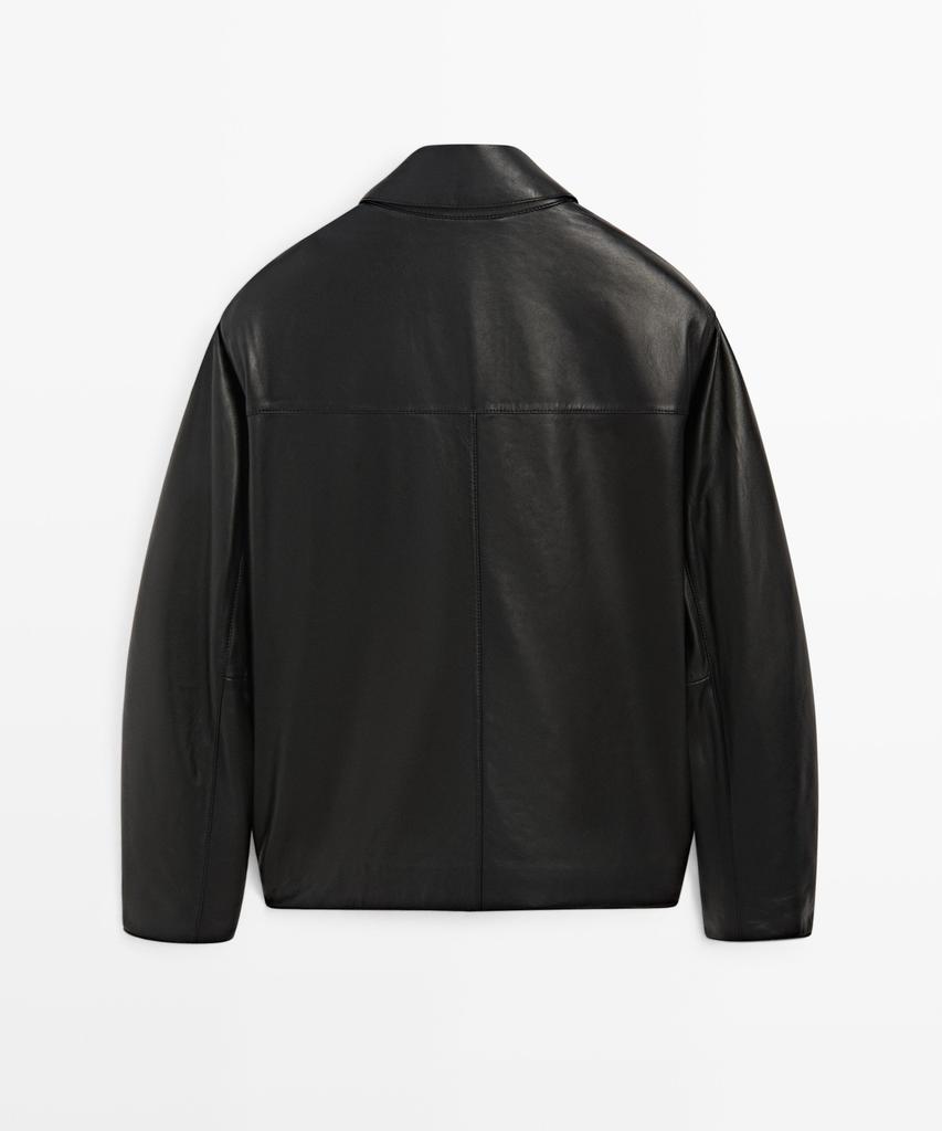 Кожаная куртка Massimo Dutti с карманами из кожи наппа