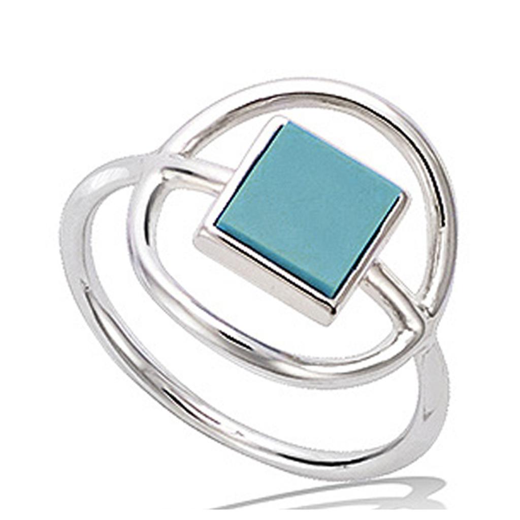 Silver 'Boho' Silver Turquoise (rhodium) Ring - 14 Mm