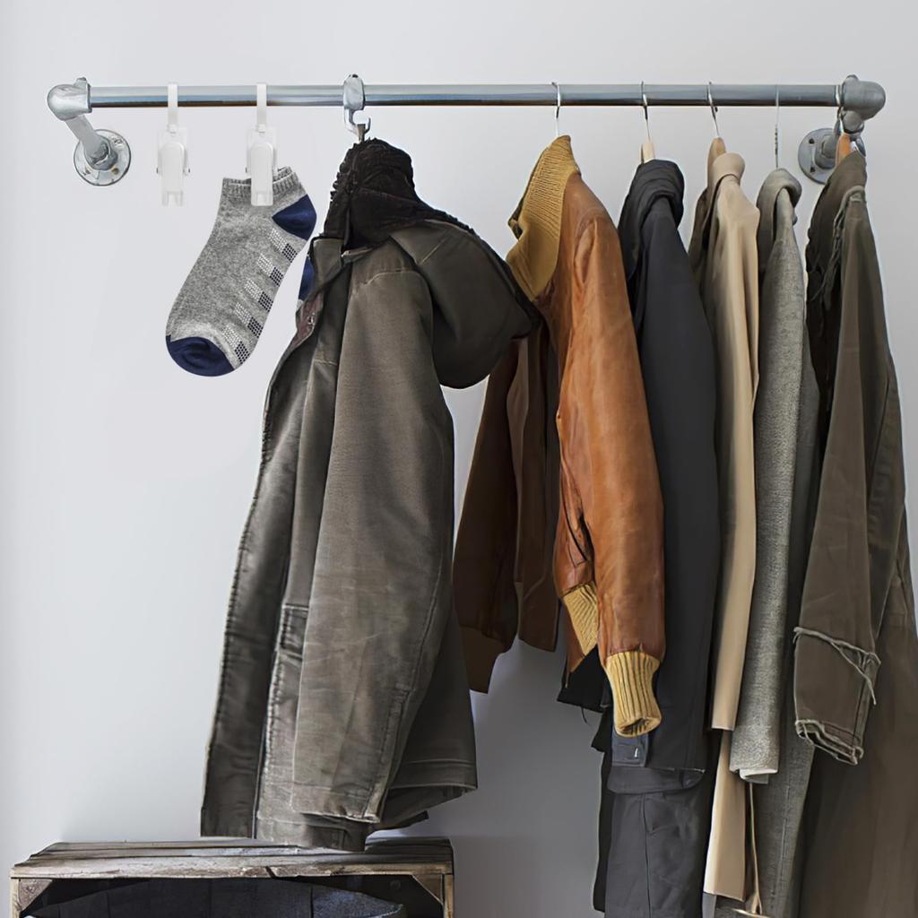 OUNONA Прищепки с 10 зажимами для одежды и дорожными крючками, ПВХ, Подвесные, Небьющиеся, Нескользящие, Штук, Большие, Кухня, Ванная комната, Сушка, Зажим,