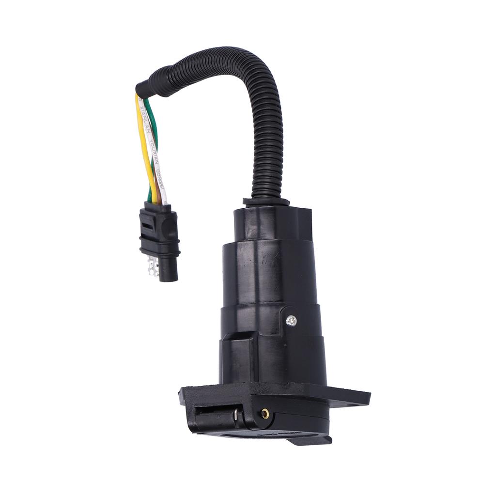 American 4 Flat to 7 Way Round Blade Trailer Plug Connector with Mounting Bracket 6‑24V