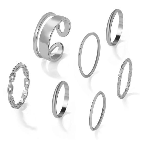 7 шт./комплект женских колец на палец, изысканный простой набор из цепочек и гладких костяшек