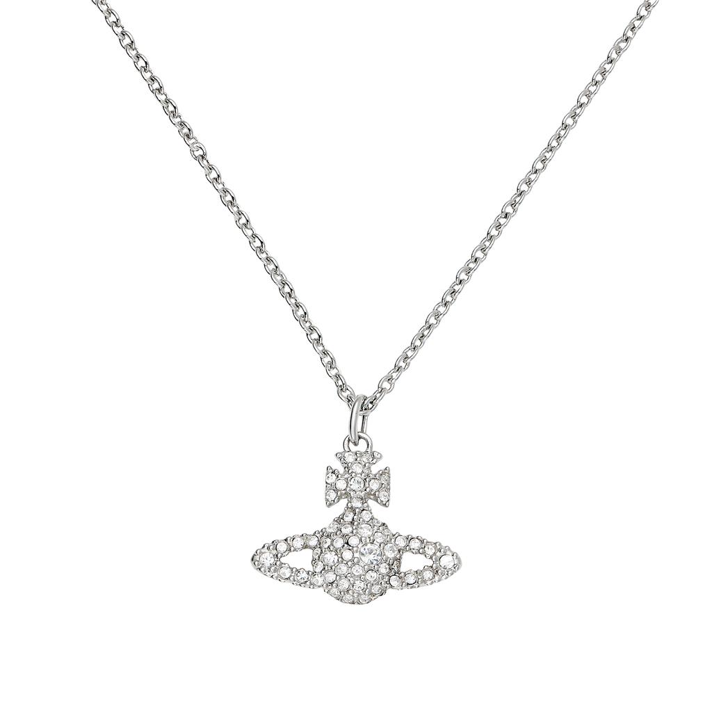 Vivienne Westwood Grace Full Diamond Saturn Pendant Necklace Women necklace Silver 6302009202P116CNP116