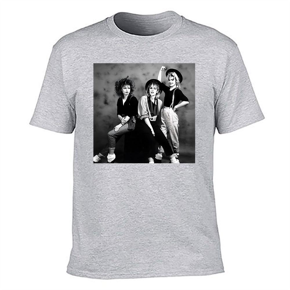 Unisexs Cotton Short Sleeve Tshirt With 80s Retro Female Band Print Vintage Rock Style Casual Tee For Daily Wear