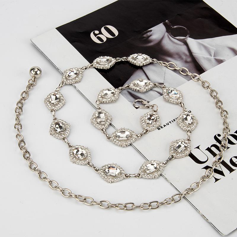 Новая квадратная круглая цепочка на талию, инкрустированная стразами, декоративный тонкий ремень для женского платья, высококачественная металлическая цепочка на талию