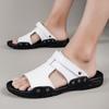 2024 Лето Новые Мужские Универсальные Модные Повседневные Кожаные Туфли Сандалии Простые Удобные Нескользящие Пляжные Туфли