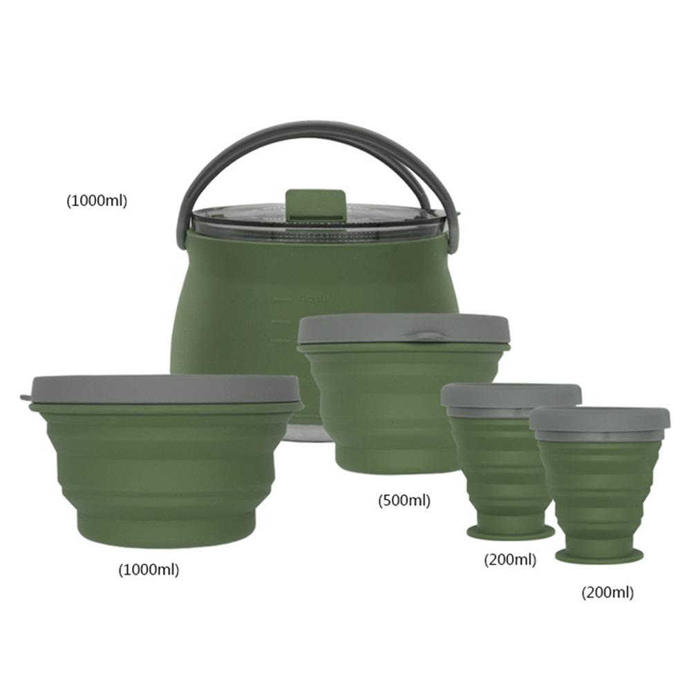 3/4/5 шт. Силиконовый складной чайник для кемпинга, кипящая вода, герметичная чашка для чая, кофе, кружка, посуда для отдыха на открытом воздухе, термостойкая.
