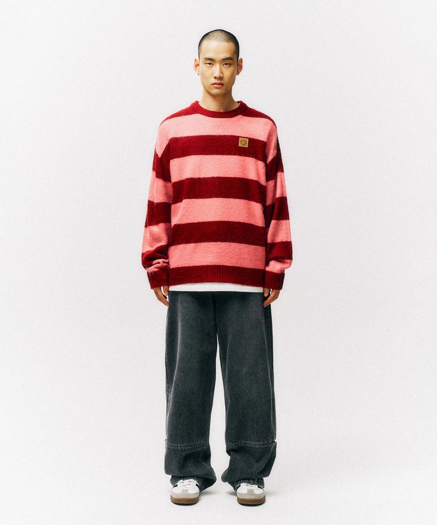 PHYSICAL DEPARTMENT Apple Label Striped Knit_Pink