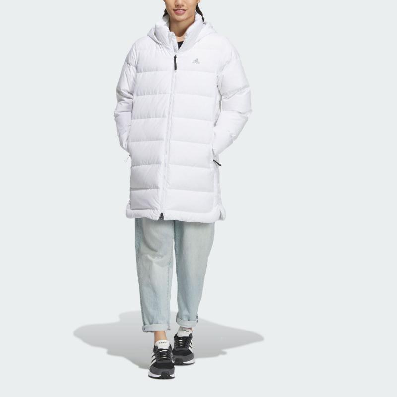 adidas Женская белая утепленная куртка средней длины с капюшоном IL8936