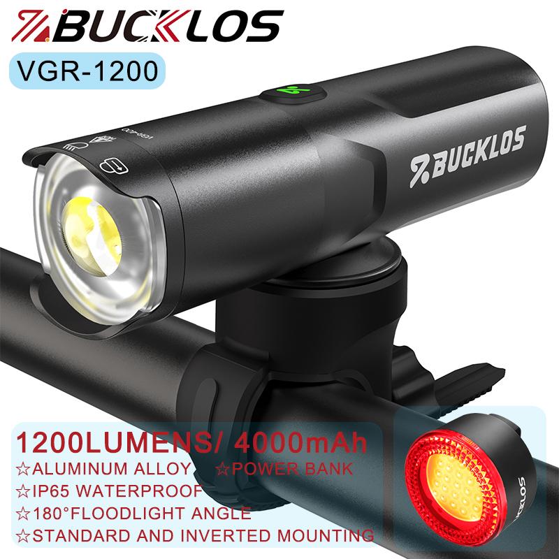 BUCKLOS Bike Lights 1500 Lumen Bicycle Front Light 4500 MAh Bicycle Headlight IP65 Waterproof Cycling Lamp 400/600/800/1200lumen 7
