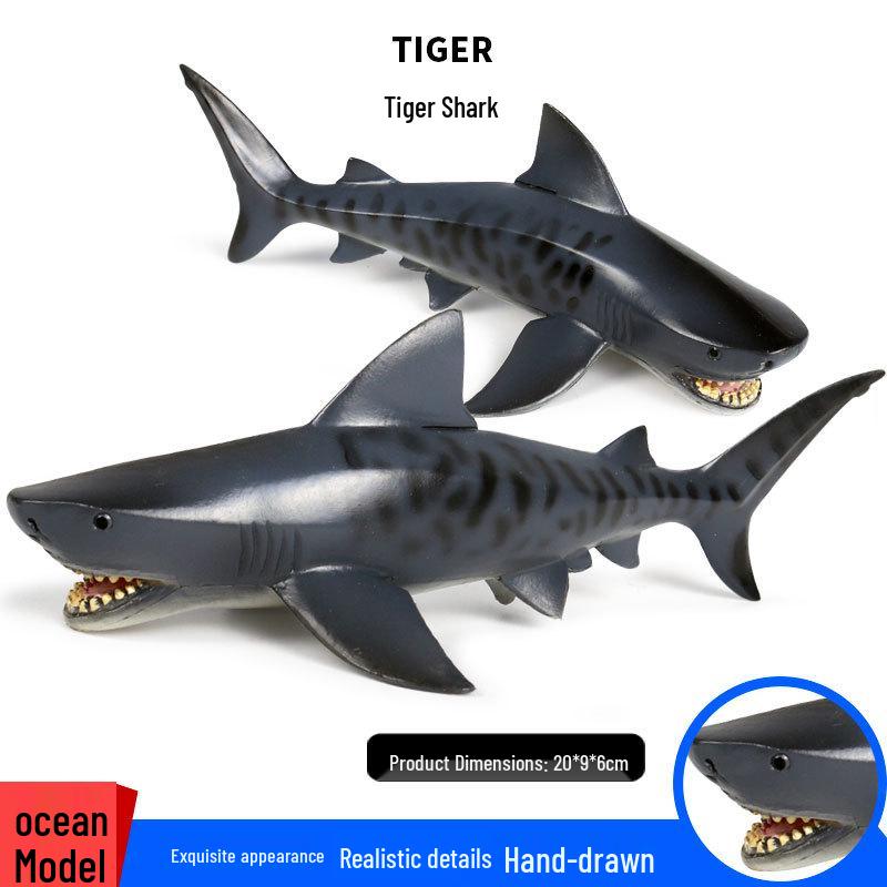 Realistic Tiger Shark Model - Children's Cognitive Sea Creature Toy