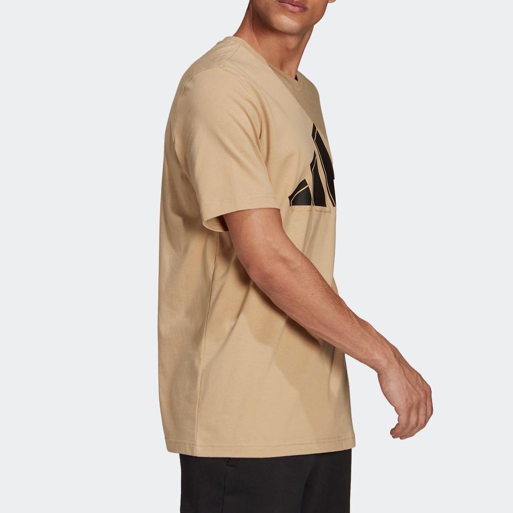 adidas 3bar Logo Tee Logo Printing Sports Round Neck Short Sleeve Khaki Men's GU3644