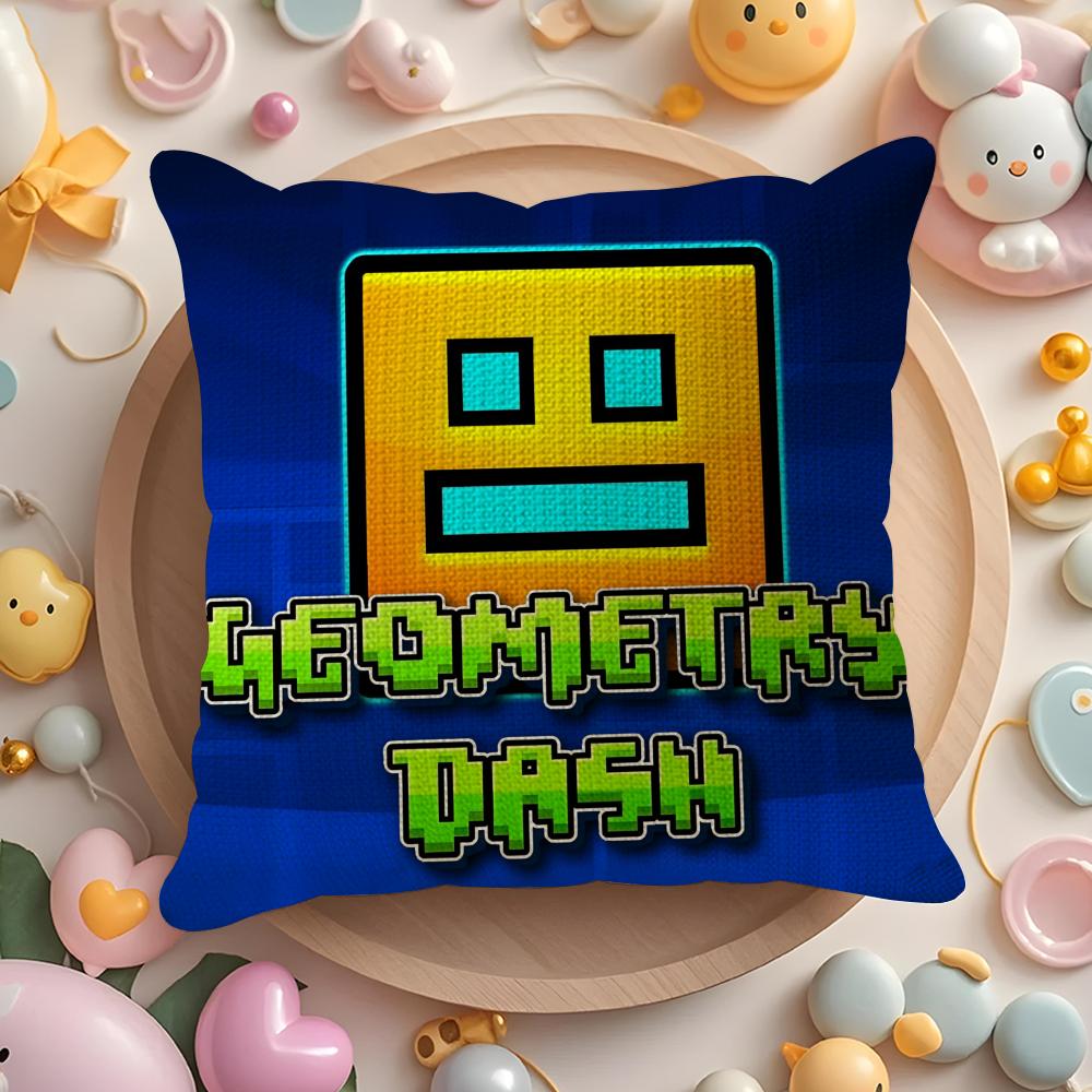 Art GGeometry Dash Video Game Pillow Case Pattern Printed Pillowcase for Living Room Sofa Cushion Cover Bedroom Decor