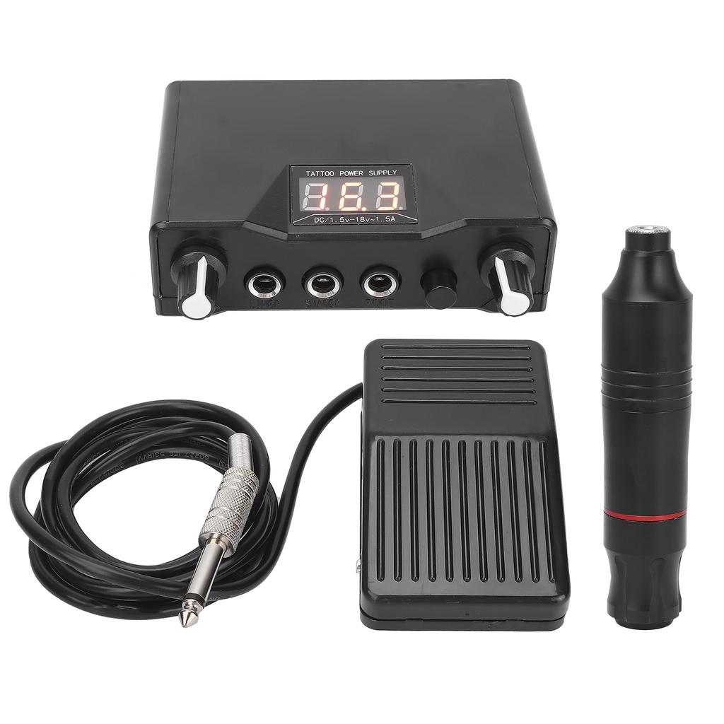 Профессиональный набор для татуировки с ручкой и блоком питания для тату-машинки, черный