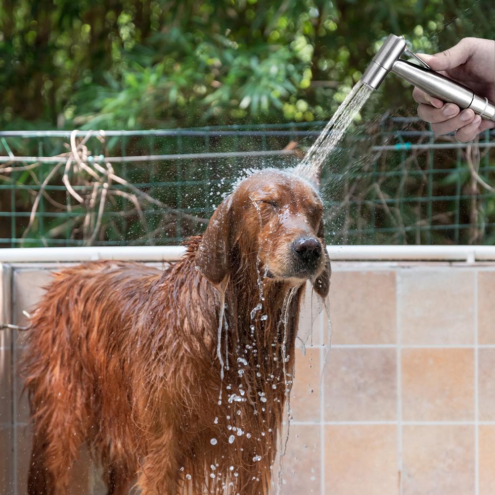 Стальной биде-ручной душ с 2-ходовым переключателем и шлангом, пистолет-распылитель для туалета, самоочищающийся набор для биде для гигиены и купания домашних животных
