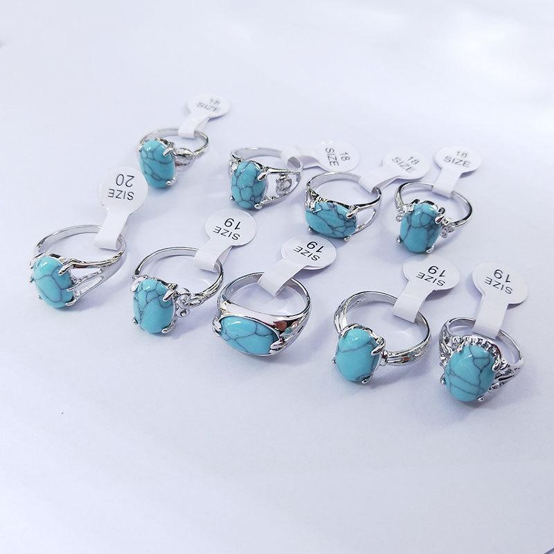 5 шт. кольцо из сплава с бирюзой, кольцо на указательный палец, женское кольцо с камнем, ювелирные изделия
