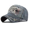 5 Colors Embroidered Shark Color Block Vintage Washed Cotton Baseball Cap Men Women Outdoor