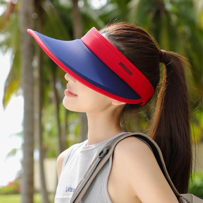 Summer Ice Silk Big Brim Sunscreen Hat Women's Outdoor Travel Visor Casual Sports Fashion Versatile Empty Top Hat