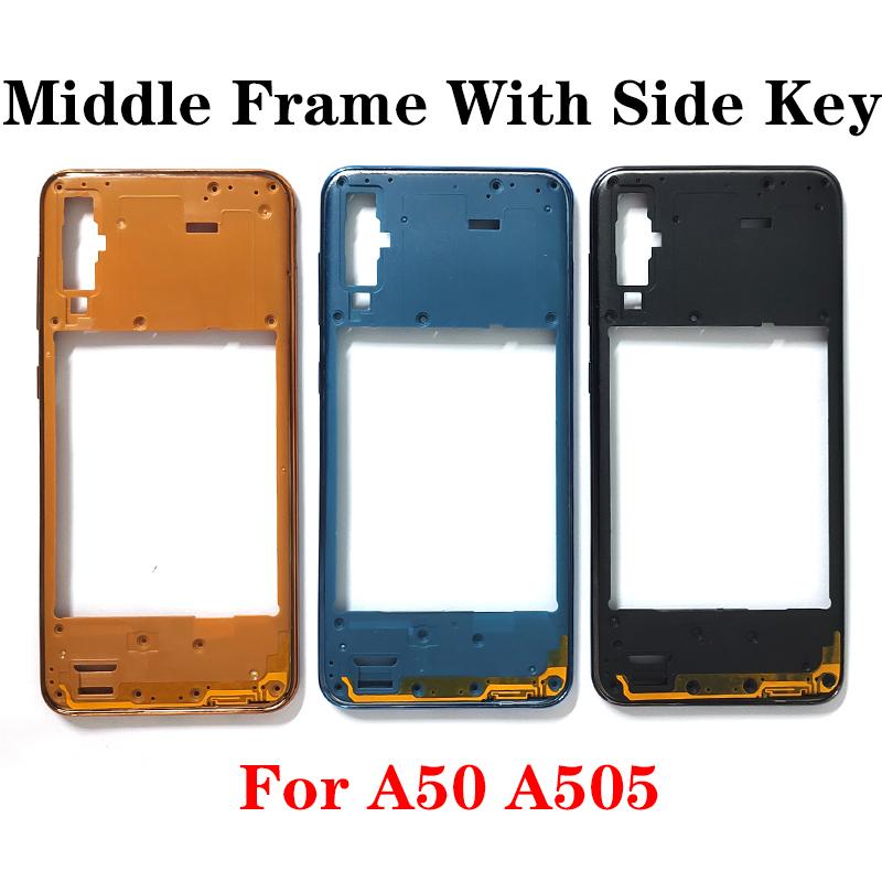 For Samsung A50 A505 Middle Frame Housing Bezel Plate With Side Button Repair Parts