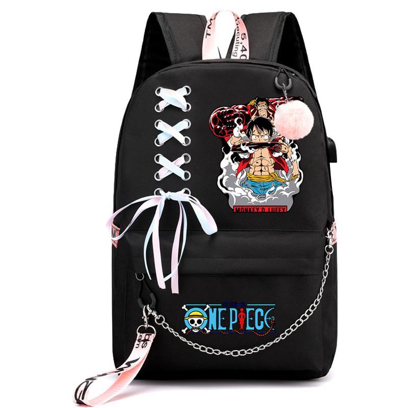 Аниме One Piece Printed Boy Girl Schoolbag Document Bag Student Book Bag for Girl Back To School Computer Charge Backpack Men Womens Casual Rucksack