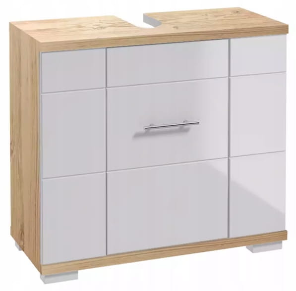 Washbasin cabinet with siphon cutout 70x625x315cm Sonoma Oak White Rita
