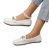 Flat-bottomed Casual Single Shoes, Loafers, Shallow-mouth Doudou Shoes, Women's 2024 New Fashion Metal Chain, Large-size Mother Shoes.