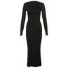 New Autumn and Winter Women's Fashion Round Neck Long Sleeve Slim Fit Hip Solid Color Temperament Dress