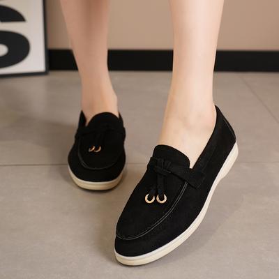 2024 Осенние повседневные туфли на плоской подошве для женщин, замшевые лоферы на платформе, женские удобные туфли на мягкой подошве, женская прогулочная нескользящая обувь