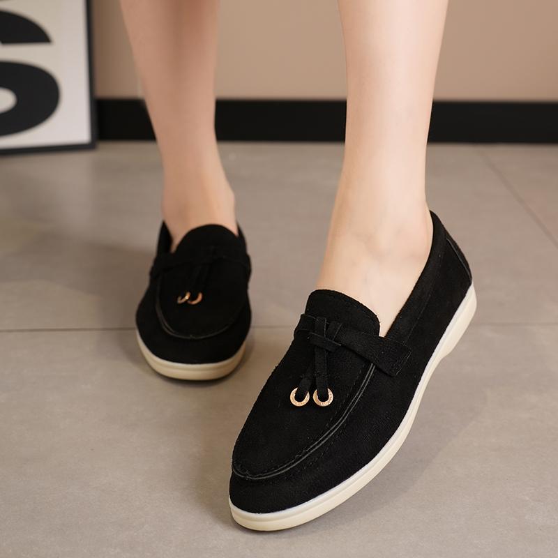 2024 Autumn Casual Flat Shoes for Women Platform Suede Loafers Female Comfortable Soft Sole Single Shoes Ladies Walking Non Slip Shoe